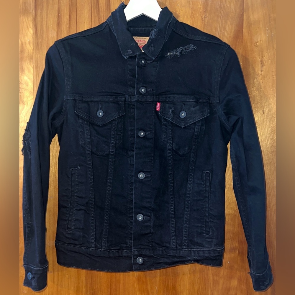 Levi’s Black Distressed Denim Jacket